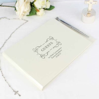 (image for) Personalised Hardback Guest Book & Pen Swirl Design