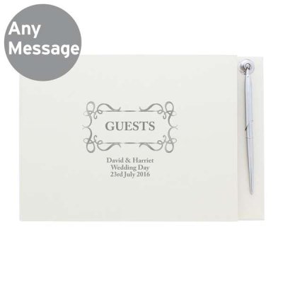 (image for) Personalised Hardback Guest Book & Pen Swirl Design