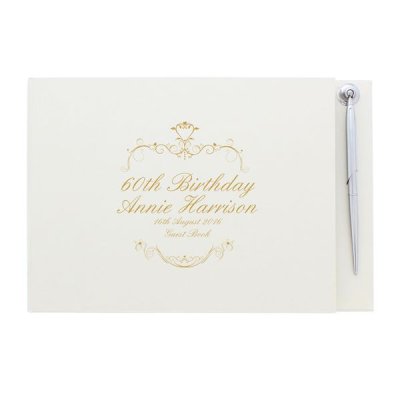 (image for) Personalised Gold Ornate Swirl Guest Book & Pen