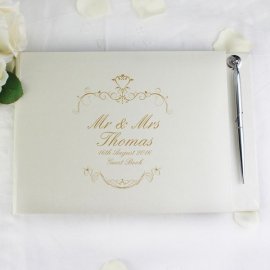 (image for) Personalised Gold Ornate Swirl Guest Book & Pen