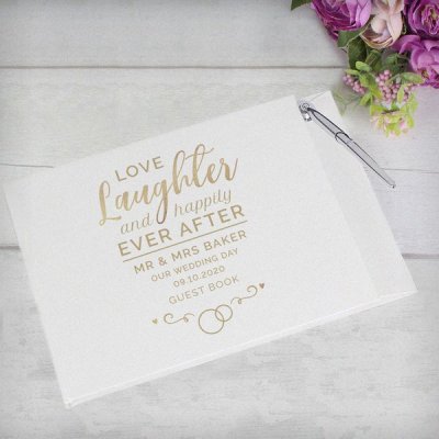 (image for) Personalised Happily Ever After Wedding Hardback Guest Book & Pen