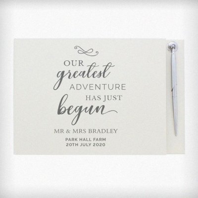 (image for) Personalised Greatest Adventure Wedding Hardback Guest Book & Pen