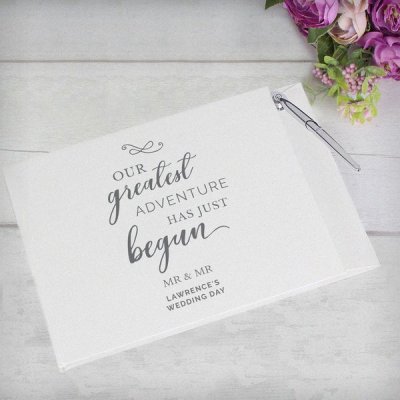 (image for) Personalised Greatest Adventure Wedding Hardback Guest Book & Pen