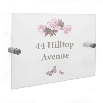 (image for) Personalised Vintage Rose Acrylic House Sign