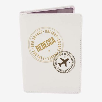 (image for) Personalised Stamped Cream Passport Holder