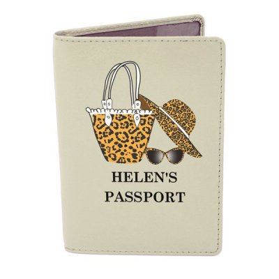 (image for) Personalised Leopard Print Cream Passport Holder