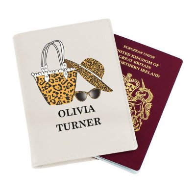 (image for) Personalised Leopard Print Cream Passport Holder