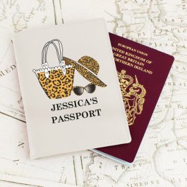 (image for) Personalised Leopard Print Cream Passport Holder