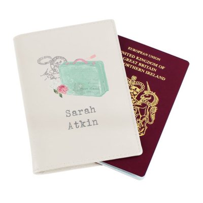 (image for) Personalised Vintage Pastel Travel Cream Passport Holder