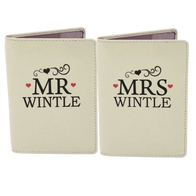 (image for) Personalised Mr & Mrs Cream Passport Holders