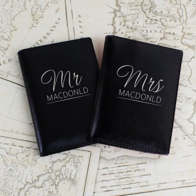 (image for) Personalised Mr & Mrs Black Passport Holders