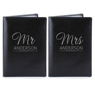 (image for) Personalised Mr & Mrs Black Passport Holders