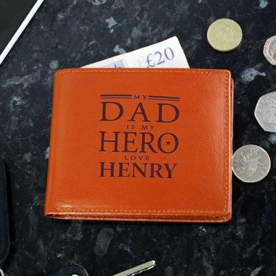 (image for) Personalised My Dad is My Hero Tan Leather Wallet