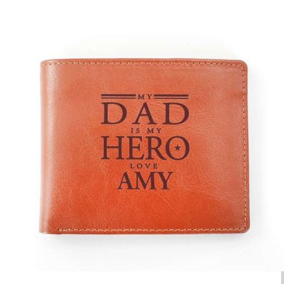 (image for) Personalised My Dad is My Hero Tan Leather Wallet