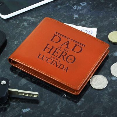 (image for) Personalised My Dad is My Hero Tan Leather Wallet