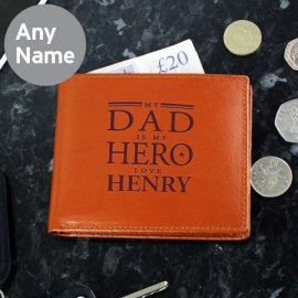 (image for) Personalised My Dad is My Hero Tan Leather Wallet