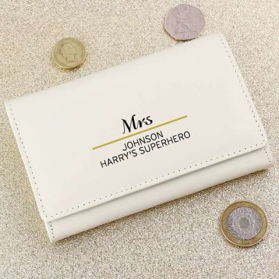 (image for) Personalised Classic Cream Leather Purse