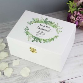 (image for) Personalised Fresh Botanical White Wooden Keepsake Box