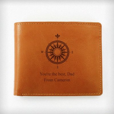 (image for) Personalised Compass Tan Leather Wallet