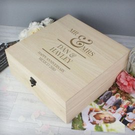 (image for) Personalised Mr & Mrs Large Wooden Keepsake Box