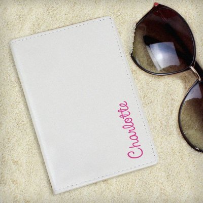 (image for) Personalised Pink Name Island Cream Passport Holder