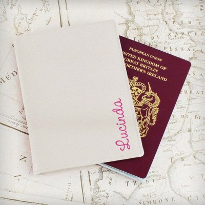 (image for) Personalised Pink Name Island Cream Passport Holder