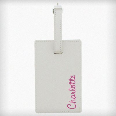 (image for) Personalised Pink Name Cream Luggage Tag