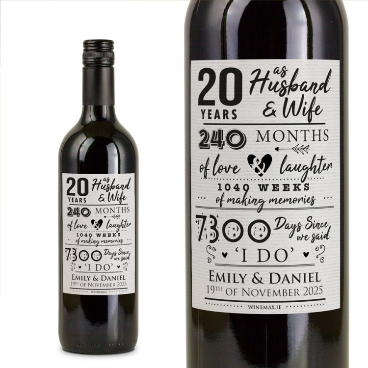 (image for) 20 Year Anniversary Gift Personalised Wine Gift - Click Image to Close