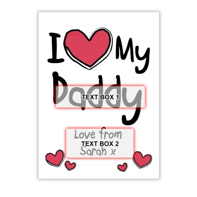 (image for) I Heart Daddy Fathers Day Personalised Wine Gift