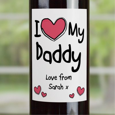 (image for) I Heart Daddy Fathers Day Personalised Wine Gift