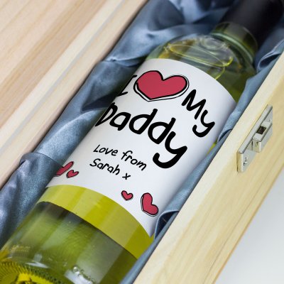 (image for) I Heart Daddy Fathers Day Personalised Wine Gift