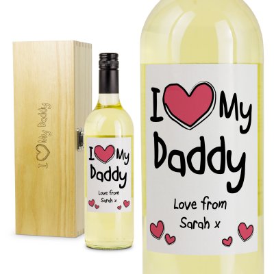 (image for) I Heart Daddy Fathers Day Personalised Wine Gift