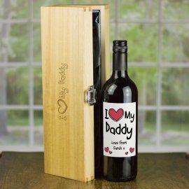 (image for) I Heart Daddy Fathers Day Personalised Wine Gift