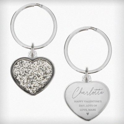 (image for) Personalised Name and Message Diamante Heart Keyring