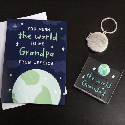 (image for) Personalised You Mean The World To Me Round Photo keyring