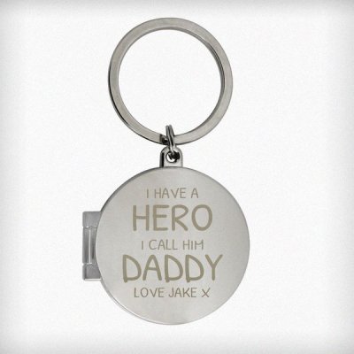 (image for) Personalised I Have A Hero Round Photo Keyring