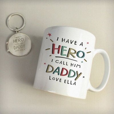 (image for) Personalised I Have A Hero Round Photo Keyring