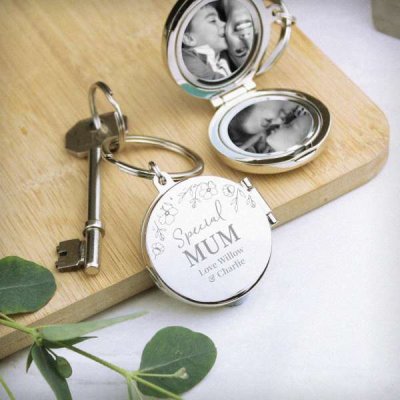 (image for) Personalised Floral Round Photo Frame Keyring