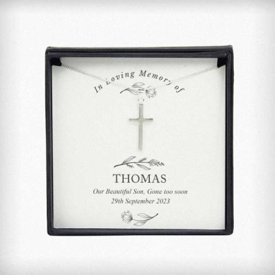 (image for) Personalised In Loving Memory Cross Sentiment Necklace and Box