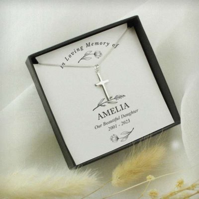 (image for) Personalised In Loving Memory Cross Sentiment Necklace and Box