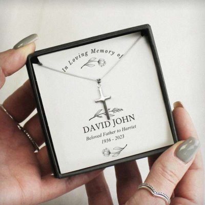 (image for) Personalised In Loving Memory Cross Sentiment Necklace and Box