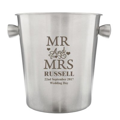 (image for) Personalised Mr & Mrs Stainless Steel Ice Bucket