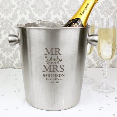 (image for) Personalised Mr & Mrs Stainless Steel Ice Bucket