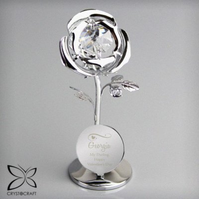 (image for) Personalised Swirls & Hearts Crystocraft Rose Ornament