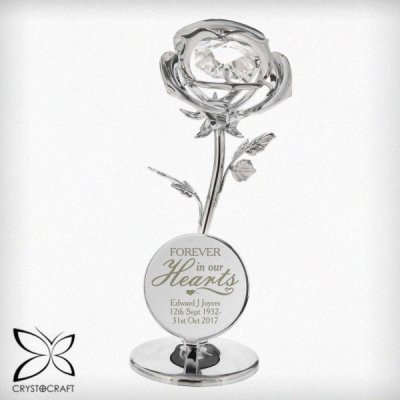 (image for) Personalised Forever in Our Hearts Crystocraft Rose Ornament