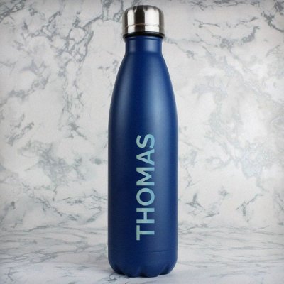 (image for) Personalised Bold Name Blue Metal Insulated Drinks Bottle