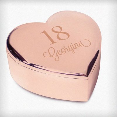 (image for) Personalised Big Age Rose Gold Heart Trinket Box