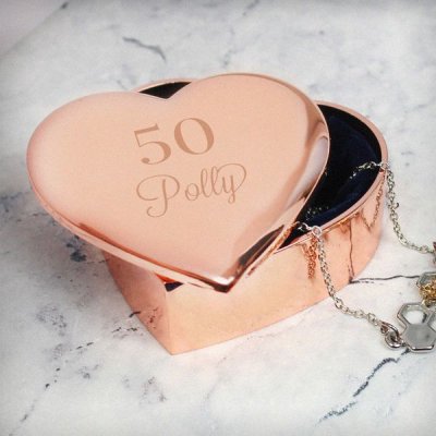 (image for) Personalised Big Age Rose Gold Heart Trinket Box