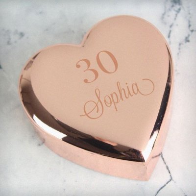 (image for) Personalised Big Age Rose Gold Heart Trinket Box