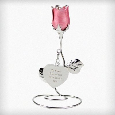 (image for) Personalised Free Text Pink Rose Bud Ornament